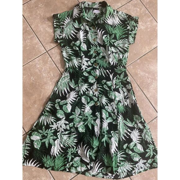 Calvin Klein 4 Rayon Printed Button Dress - Picture 1 of 6
